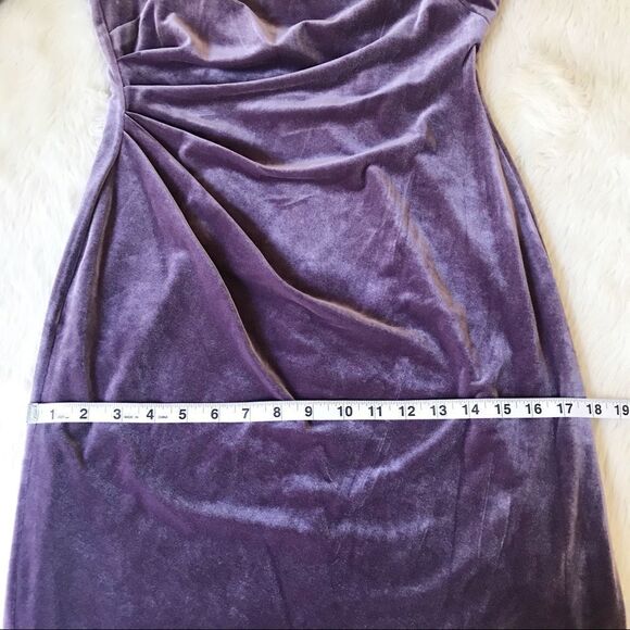 ELIZA J Velvet Off The Shoulder Dress Long Sleeve Short Sheath Purple Size 8 New - Picture 13 of 16